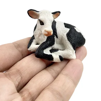 La granja de aves de corral Kawaii Simulación mini Vaca de leche de Ganado Ternero de plástico Buey modelo animal de una estatuilla de juguete figuras de la Decoración del hogar, decoración