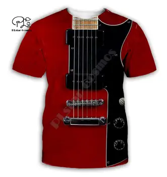 La guitarra de arte de instrumento Musical en 3D de impresión de la moda de la camiseta Unisex estilo hip-hop de la camiseta de la ropa de estilo casual verano-2