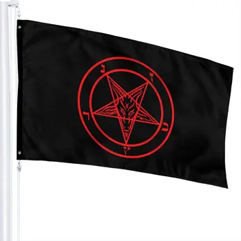 La Iglesia Católica romana de los caballeros Templarios pentagrama Baphomet bandera de Satanás 3x5 fts 90x150cm