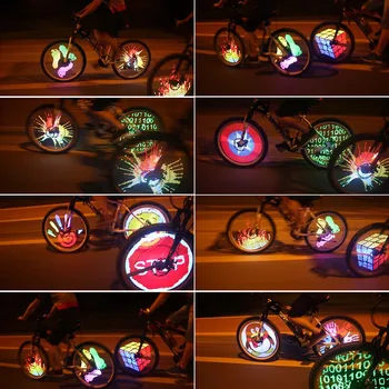 La Luz de la bicicleta YQ8003 128 LED RGB Impermeable Anti-shock Habló de Cambiar Programable de la Bicicleta de Rueda de Bicicleta de Luz de Accesorios de Bicicletas