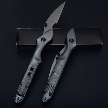La marca de Titanio Negro de Bolsillo Plegable Cuchillo Táctico de Caza de Supervivencia Cuchillos de Combate de la EDC Multi Herramienta de Aluminio de la Manija Militar