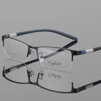 La mitad de Montura de Gafas de Marco de Prescripción Óptica Semi-Borde de las Lentes de Marco Para los Hombres Gafas de Macho Armacao Oculos