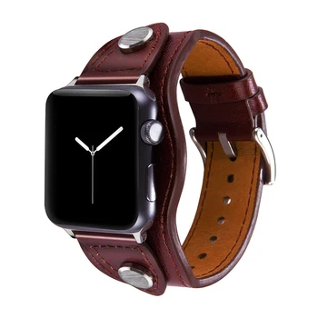La moda de la correa de apple de la banda de reloj de 44 mm 40 mm 42 mm 38 mm iwatch pulseira 5/4/3/2/1 de Cuero Genuino correa de Accesorios