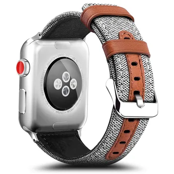 La moda de la Tela y de la Banda de Cuero para Apple Watch 38 mm 42 mm de Pulsera de Apple iWatch de 40 mm, de 44 mm de la Serie 3 4 5 6 SE la Correa de la Correa de reloj