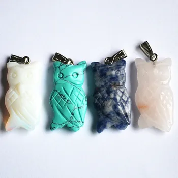 La moda de Piedra Natural Colgantes de los Encantos de Búho Onyx Ópalo Sodalita De Joyería Fina Collar de Decisiones 5Pcs/Lot de Mayoreo Envío Gratis