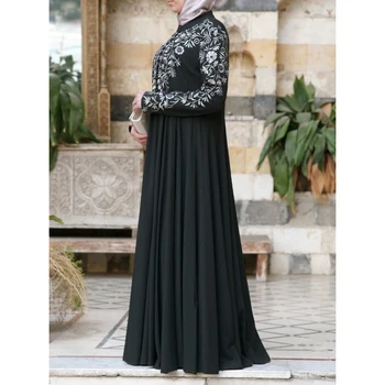 La Moda Musulmana Abaya Dubai Caftán De Stand-Up Vestido De Impresión De Ropa Islámica Turca, Árabe Abayas Para Las Mujeres Musulmane Ramadán Túnica
