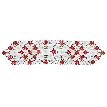 La navidad Bordado tapete de Mesa, de Lujo Holly flor de pascua tapete de Mesa para la Decoración de Navidad, 15 x 70 Pulgadas