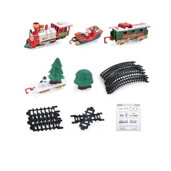 La navidad Eléctrico vagón de Tren con Luces y Sonidos Establecer para los Niños de Tren de Carreras de Carretera, Transporte de los Juguetes de Construcción