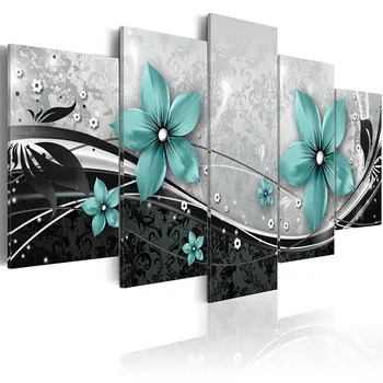 La Pintura moderna Lienzo de 5 Paneles de Orquídeas Cartel de Flores Imágenes de la Pared de la Decoración para la Sala de estar Modular de la Impresión Floral