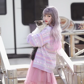 La princesa dulce lolita suéter misscherry Original hecho a sí mismo otoño Vintage ganso suave de la Chica de color Púrpura de la Linterna del Suéter de Manga MC029