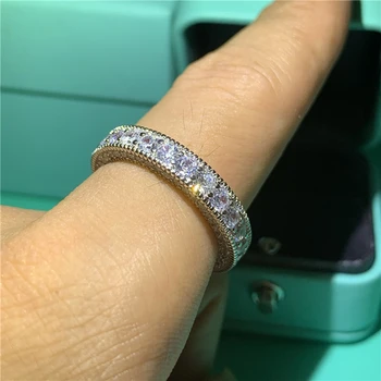 La Promesa hecha a mano el anillo de Diamantes Real S925 Plata Esterlina Compromiso de la boda banda de anillos para mujer de Novia de Dedo de la Joyería