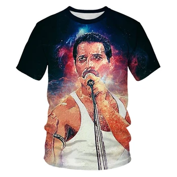 La reina de la Impresión 3D de la camiseta de la Banda de Rock Streetwear Cantante Freddie Mercury Camiseta de los Hombres de las Mujeres de la Moda O-Cuello de Camisetas Harajuku Tops Ropa