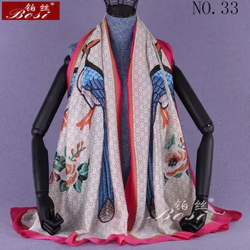 La seda se sienten bufanda bufandas de las mujeres bufandas gran chal a cuadros de satén de lujo de la marca de otoño hiyab regalo para las señoras oversize pavo real 1