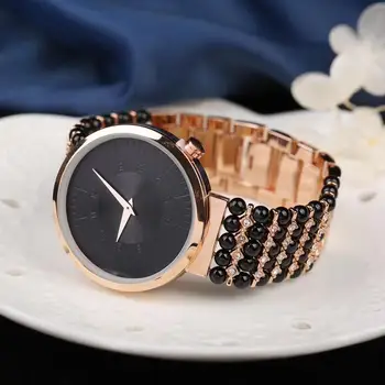 La turmalina negra perlas reloj de pulsera natural de la piedra preciosa de la pulsera de la joyería reloj para mujer para hombre de mayoreo !
