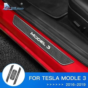 La velocidad del aire de Fibra de Carbono para el Tesla Model 3 Accesorios para el Tesla Model 3 Pegatina borde Interior de la Puerta Alféizares Protector de los Guardias de la etiqueta Engomada