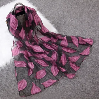 LaMaxPa Marca de Lujo De 2019 Nueva Moda de Verano de la Bufanda Para las Mujeres Patrón de Hojas de Larga abrigo y el Chal de la Playa Hiyab Femenino Foulard
