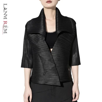 LANMREM 2021 Nueva Moda Pliegues de la Ropa Femenina con capucha de calidad plisado Chaquetas Cortas Tipo de chaqueta Vestido YF698