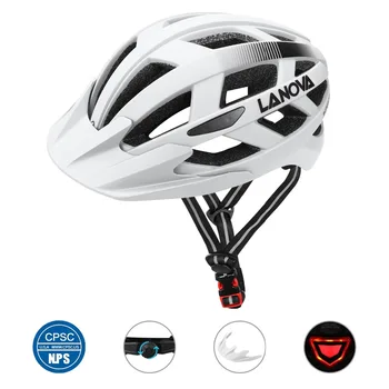 LANOVA bicicleta casco de bicicleta de carretera de casco de MTB casco casco de bicicleta para hombres y mujeres,Ultra-luz de estilo USB recargable LED luz