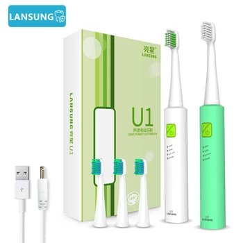 LANSUNG Cepillo de dientes Eléctrico por Ultrasonidos Sonic USB de Carga de la batería Recargable de Cepillos de Dientes Oral cuidado oral de limpieza Cepillo para Niños