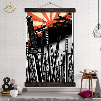 Las Espadas Japonesas Modernas De La Lona Impresiones De Arte Cartel De La Pintura Mural, Pintura De Desplazamiento Obras De Arte De Arte De Pared Con Fotos De La Decoración Del Hogar