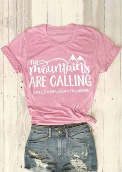 Las Montañas Están Llamando ESPACIO SPLASH TRUENO T-Shirt de las Mujeres Gracioso Gráfico camiseta de Verano de estilo de tops camisetas
