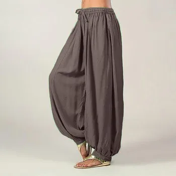Las mujeres de Color Puro Pantalones de Pierna Ancha de Gran Tamaño Sueltos Pantalones deportivos Pantalones de Baile Femenino Aladdin Pantalones de Gran Tamaño Pantalones #T2G