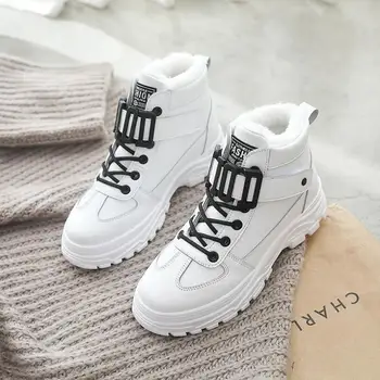 Las mujeres de Invierno Botas de Nieve de 2020 Nuevo Estilo de la Moda de Alta superior Zapatos Casual Mujer Impermeable Caliente Mujer Femenina de Alta Calidad de color Blanco Negro