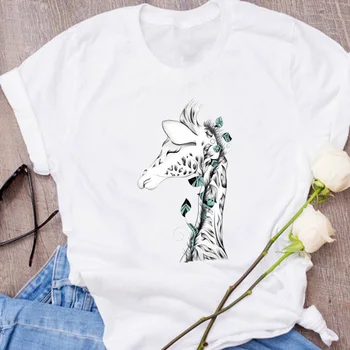 Las Mujeres Gráfico Del Animal Doméstico Del Gato De San Valentín Impreso De Dibujos Animados Ropa Floral Señora Tees De Impresión Tops Ropa Mujer Camiseta Para Mujer T-Shirt