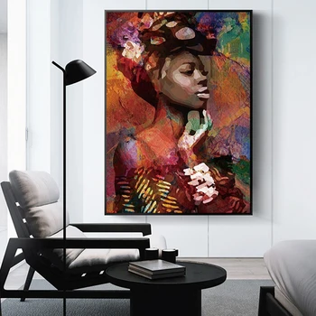 Las mujeres Retrato Lienzo de Pintura Abstracta África Chica de los Carteles y Grabados, Cuadros de Arte de Pared Foto para Vivir Decoración de la Habitación