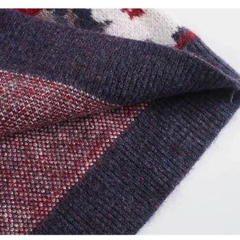 Las mujeres Suéter de punto Vintage Chaleco a Cuadros de la Impresión Floral del Puente sin Mangas de Mujer Otoño Recortada de los géneros de punto Jersey de Navidad 2020 Za