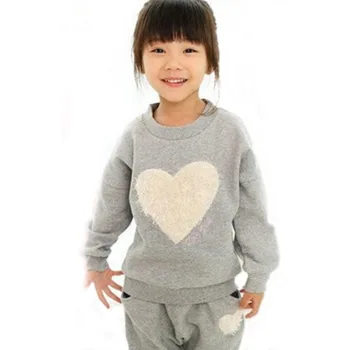 Las Niñas Conjuntos De Ropa De Bebé Niña Encanta El Diseño De Manga Larga Trajes De Otoño Y Primavera Twinsets Sweatershirt + Pantalones