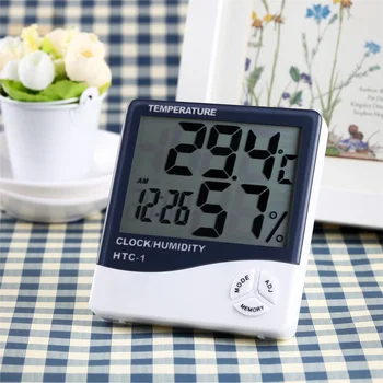 LCD Digital de Temperatura, Humedad Medidor de Casa Interior Exterior Electrónicos Higrómetro del Termómetro de la Estación Meteorológica Con Reloj despertador