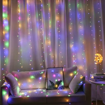 LED de Luces de Hadas de la Guirnalda de la Cortina de la Cadena de Luces Control Remoto Incluido la Decoración del Hogar de Navidad Dormitorios en el Hogar Decoración del Jardín