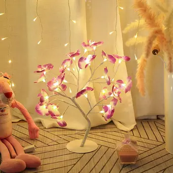 LED de Orquídeas de la Rama de la Luz Artificial de la Flor Floral Flor Decorativa Árbol de la Mesa de Luz de noche para la Casa de la Fiesta de Navidad Decoración