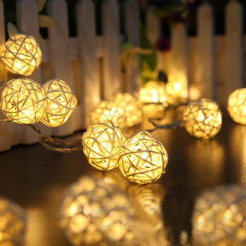 Led de Ratán Bolas de Hadas Cadena de Luces Decorativas AC220V 20 Luminaria de Navidad al aire libre del Patio de la Guirnalda de la Boda de la iluminación navideña