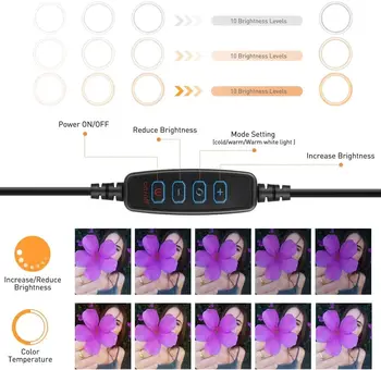 LED de Relleno Anillo de Luz 5stop base de Trípode de Fotografía de la Lámpara Bluetooth Remoto soporte para Teléfono Selfie de Maquillaje en Vivo Video de YouTube anillo de luz