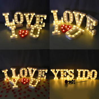 LED Letra de Luz de la Noche señalamiento Alfabeto Luz el Día de san Valentín de Regalo de la Fiesta de la Boda Decoración de Club 3D para Colgar en Pared Lámpara de Noche