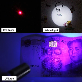 Led Mini Linterna Ultra Brillante Antorcha de los rayos UV de la Luz Roja Luz Láser Portátil de Bolsillo Linternas Built-en la Batería de Carga USB Senderismo