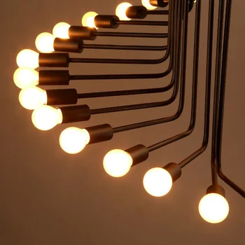 LED moderna lámpara de araña de la sala de iluminación Nórdicos bar cafe iluminación restaurante industriales retro escalera en espiral lámpara de araña