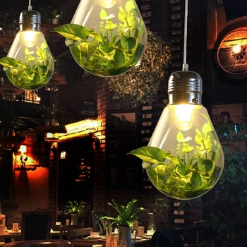 LED moderna planta de luces colgantes de madera botella de vidrio lustres luminaria industrial e27 220v decoración de la lámpara colgante led de la lámpara de iluminación