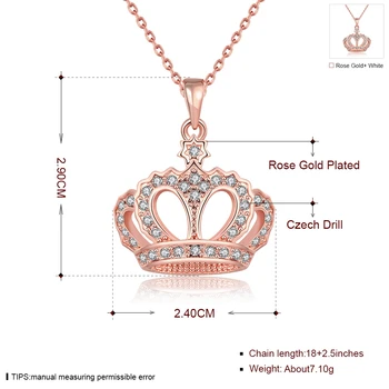 LEKANI Geométricas Chica Noble Reina de la Corona Colgante de Collares Para las Mujeres de Oro Rosa Aniversario del Collar de la Joyería de la Moda Recomendar