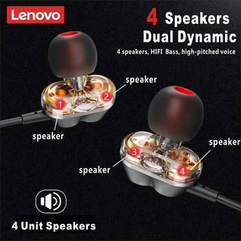 Lenovo HE08 Dual Inalámbrica Dinámica Nackband de Auriculares de 4 Conductor de Metal de alta fidelidad Estéreo de Auriculares Con Micrófono Largo Tiempo de Jugar