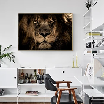 León Africano Tigre Arte Impresión De La Lona De Pintura De Animales De La Pared De La Imagen Sala De Estar Moderna Decoración Del Hogar Cartel