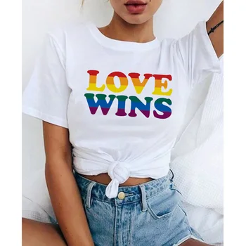 Lgbt camiseta de Love Wins mujeres bisexuales, lesbianas gay el amor es el amor de la camiseta de las mujeres lesbianas arco iris de la parte superior de la camiseta de la camiseta de la camiseta de femme