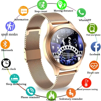 LIGE Mujeres Nuevo Reloj Inteligente de la Mujer de la Moda del Reloj de la Frecuencia Cardíaca Sueño de Monitoreo Para Android IOS de la prenda Impermeable IP68 Damas Smartwatch+Caja