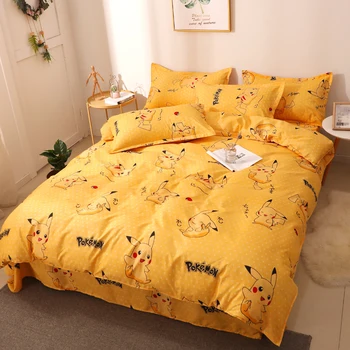 Lindo juego de cama kawaii de dibujos animados funda de edredón de hojas de fundas de almohadas Nórdicos, ropa de cama para niños niños adultos sola reina de tamaño de rey.