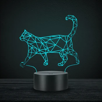 Lindo Kawaii Gato 3D Lámpara Animal Luz de Noche LED USB del estado de Ánimo de los Gadgets Multicolor Luminaria Mesa de Lámpara Para los Niños de los Niños de Regalo