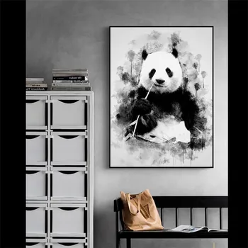 Lindo Panda Comiendo Bambú Arte Lienzo de Pintura en La Pared Decorativos de la Imagen para la Sala de estar de los Animales Carteles y Grabados de Decoración para el Hogar