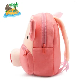 Lindo zoológico de los niños del bolso de hombro doble bolsa de peluche mochila animal cerdo niños en la educación temprana de reducir la carga