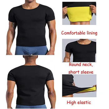Looozykit Hombres Cuerpo Shaper de la Camiseta de la Pérdida de Peso de Neopreno Traje de Entrenamiento de la Cintura Abdominal Entrenador chaleco negro T-Shirts para hombres Shapewear